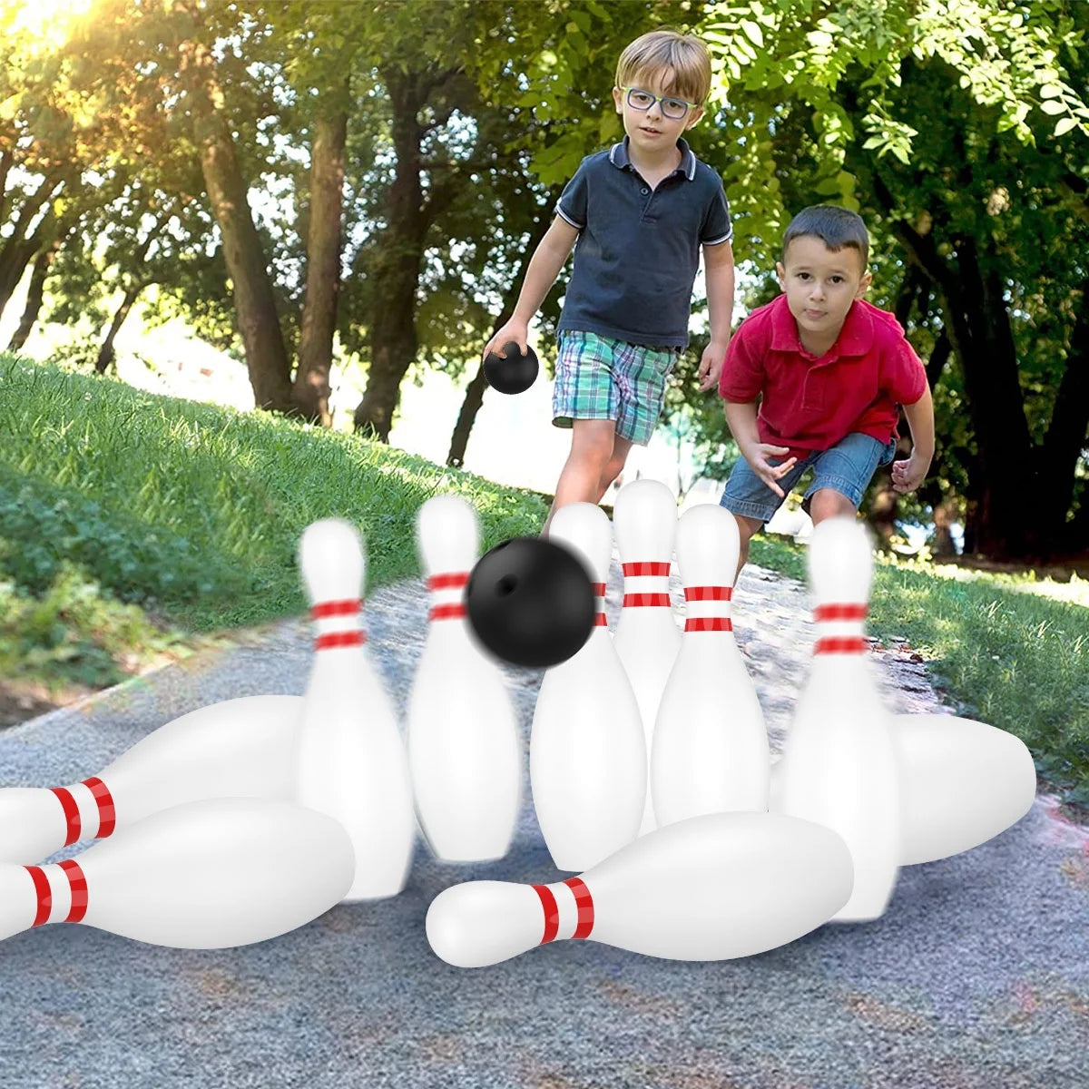 12 Pcs Kids Bowling Set with 10 White Pins and 2 Balls M639