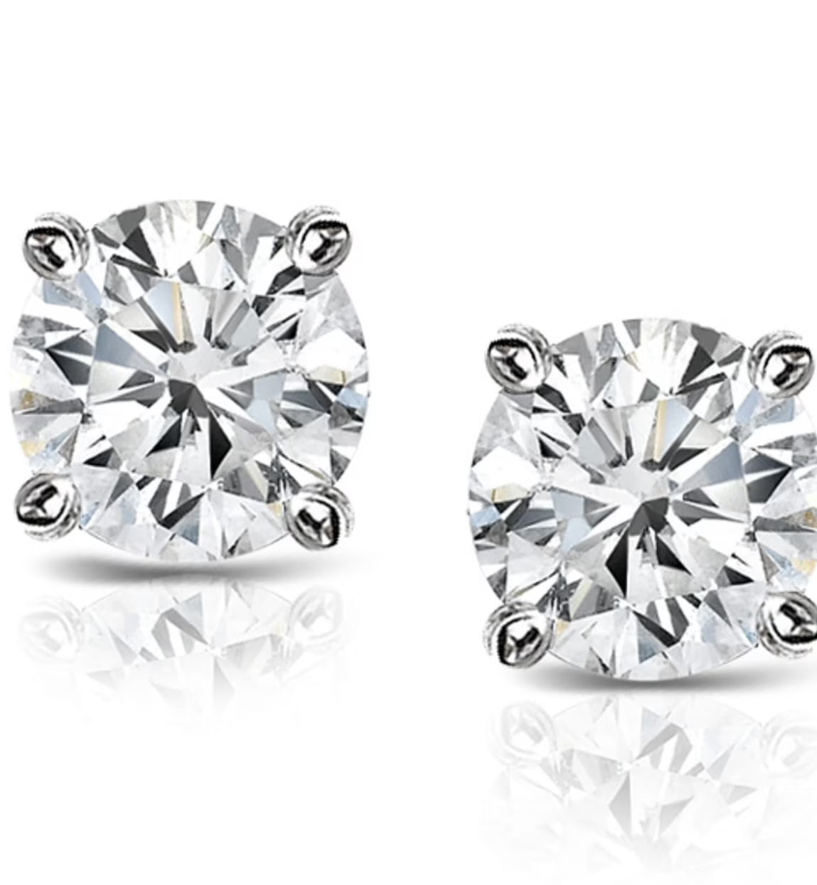 14kt White Gold 1.00ct TDW Round-Cut Diamond Solitaire Stud Earrings F99335