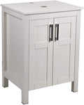 White 24 Inches Traditional Bathroom Vanity Set with Ocean Blue Glass Round Sink Top and 2-Door Cabinet P6170