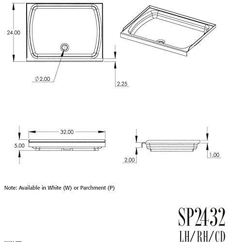 White 24in x 32in Shower Pan with Right Drain T46518