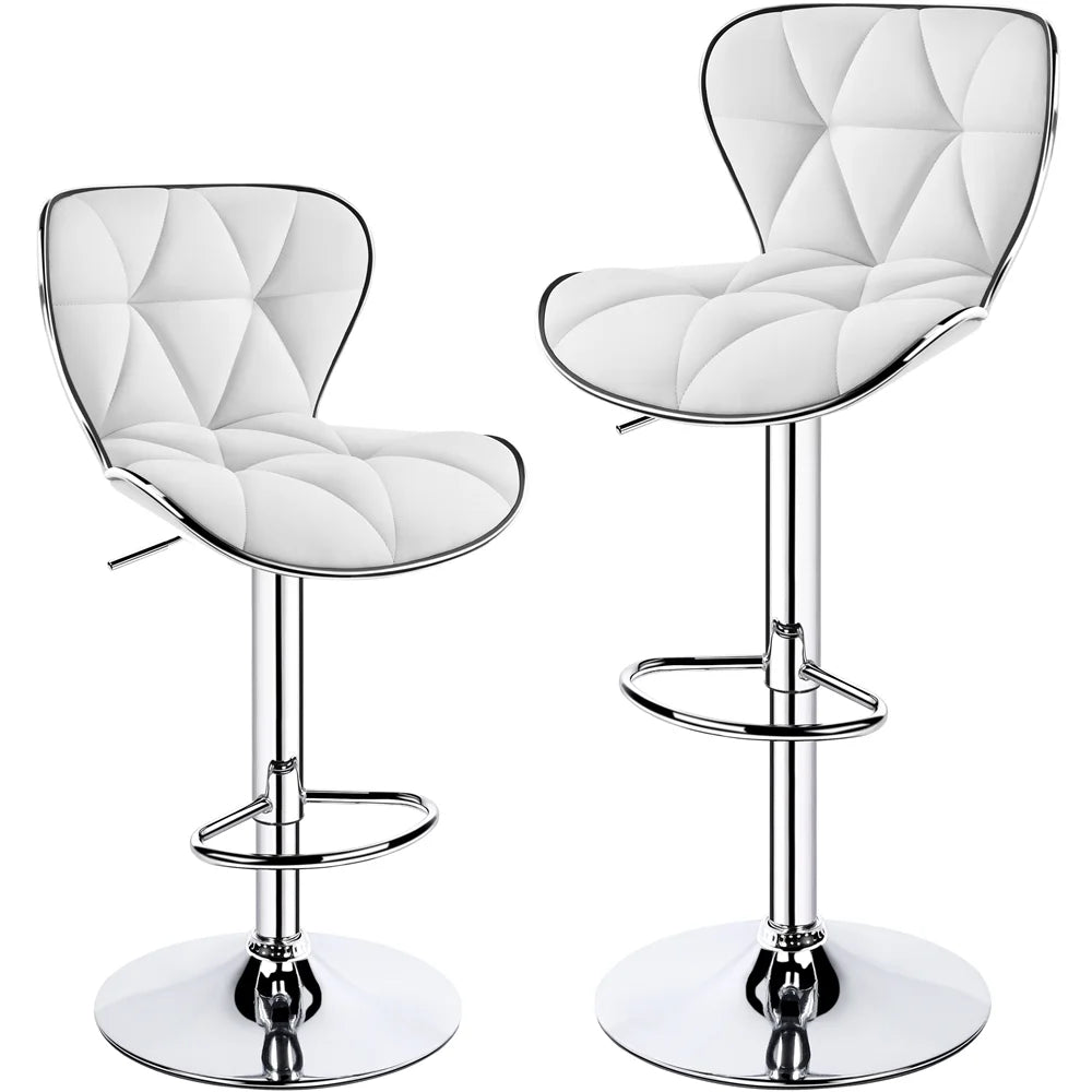White PU Leather Swivel Bar Stool, Set of 2 Z8923