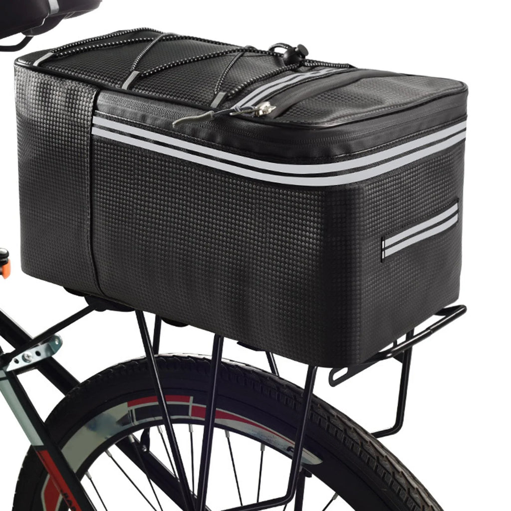 Rear Carrier Bag Trunk PU Leather Waterproof 15L Bike Pannier H340