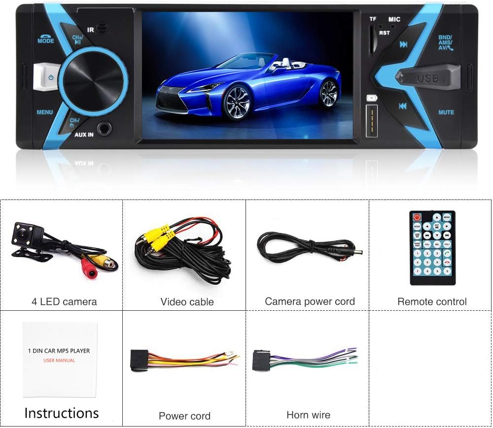 Single Din Car Stereo 4.3 Inch Bluetooth Radio with Rear View Camera Pack of 2 G22995