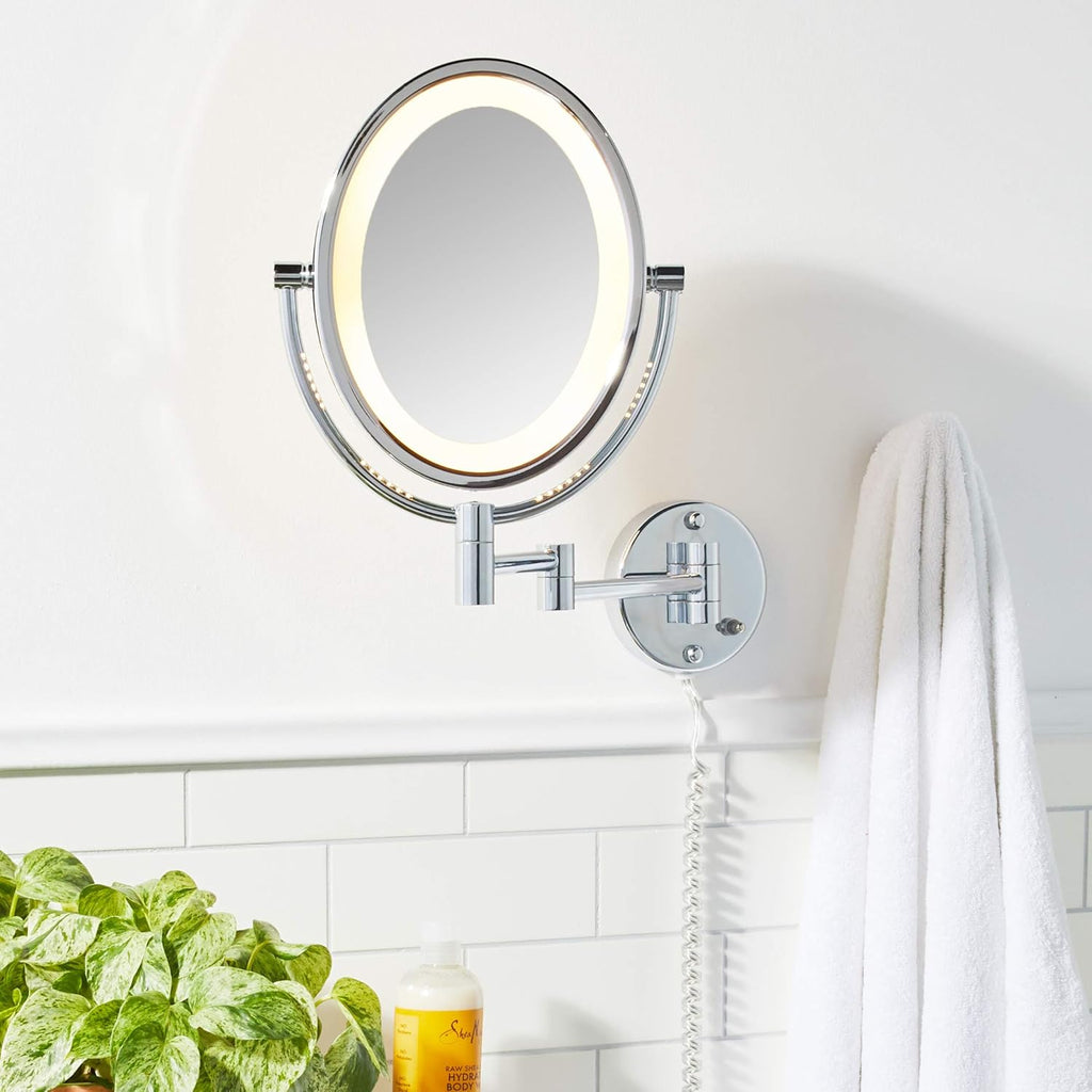 Chrome 5X-1X Magnification Oval Lighted Wall Mount Mirror K51736