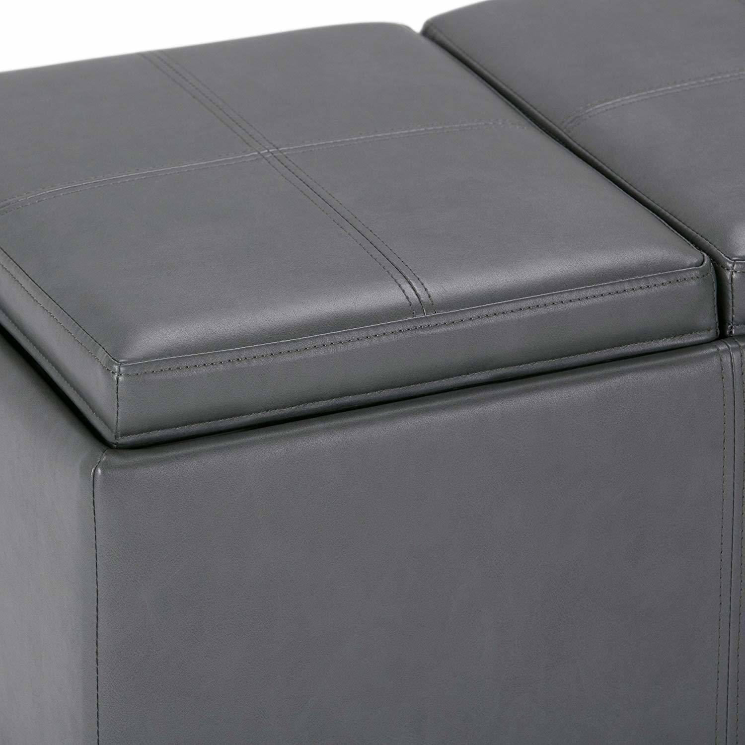 Stone Grey Storage Ottoman N8750