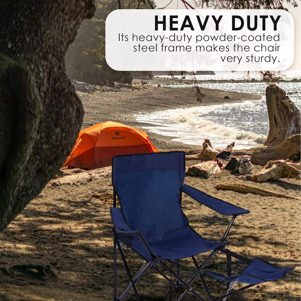 Portable Camping Chair with Footrest Mesh Folding Reclining Chair Steel Frame Padded Arm Chair Q93713