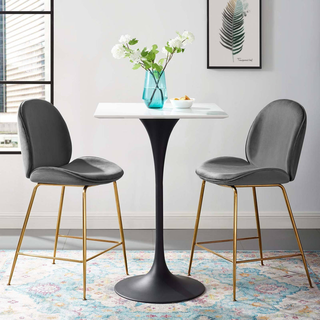 Black White Square Wood Top Bar Table F13320
