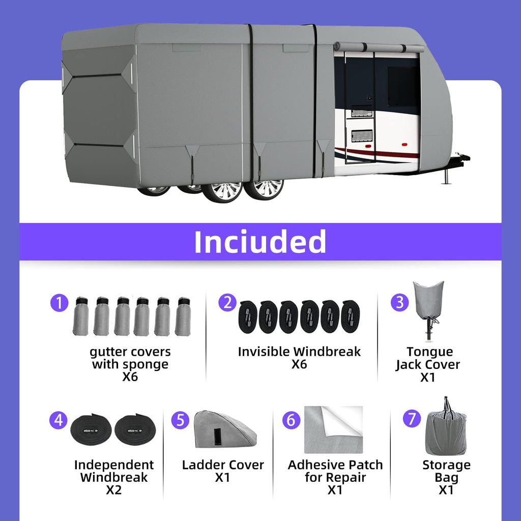 7 Layers Windproof Travel Trailer Cover with Tongue Jack Cover K1726