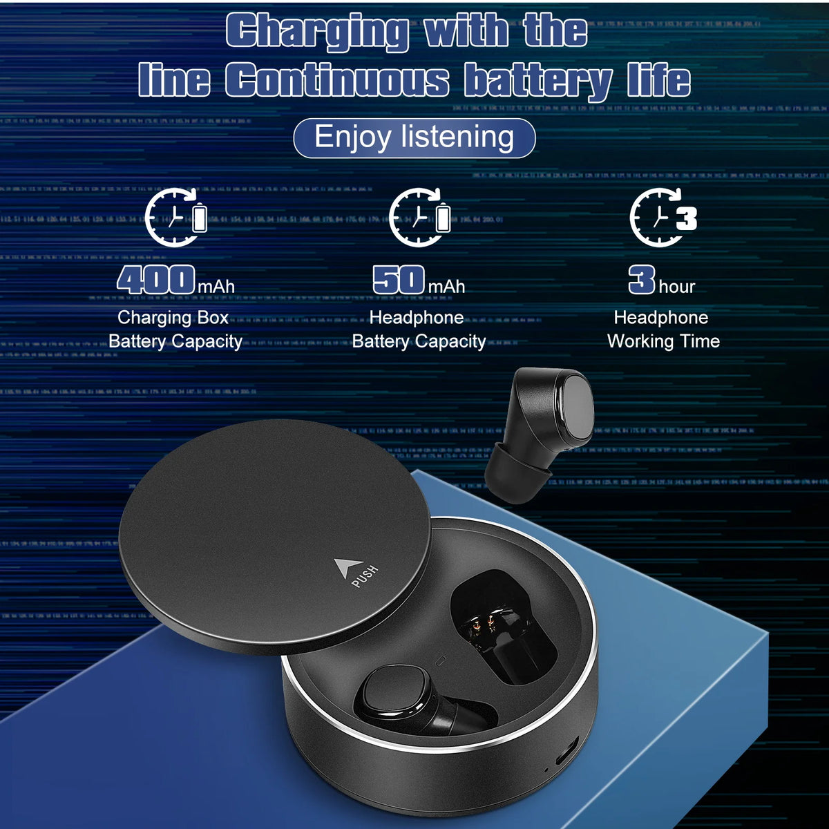 Black True Wireless Earbuds with Mic K635447