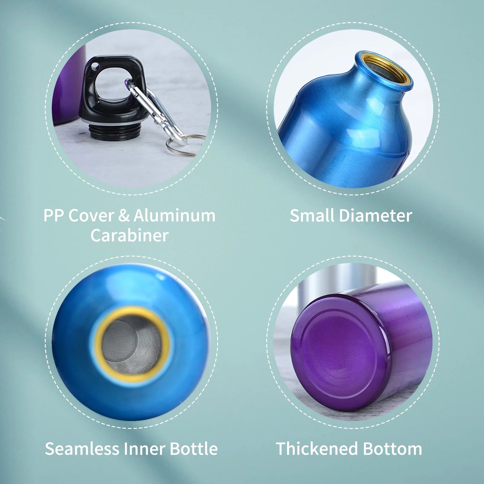 750mL Aluminum Water Bottle with Carabiner W96678