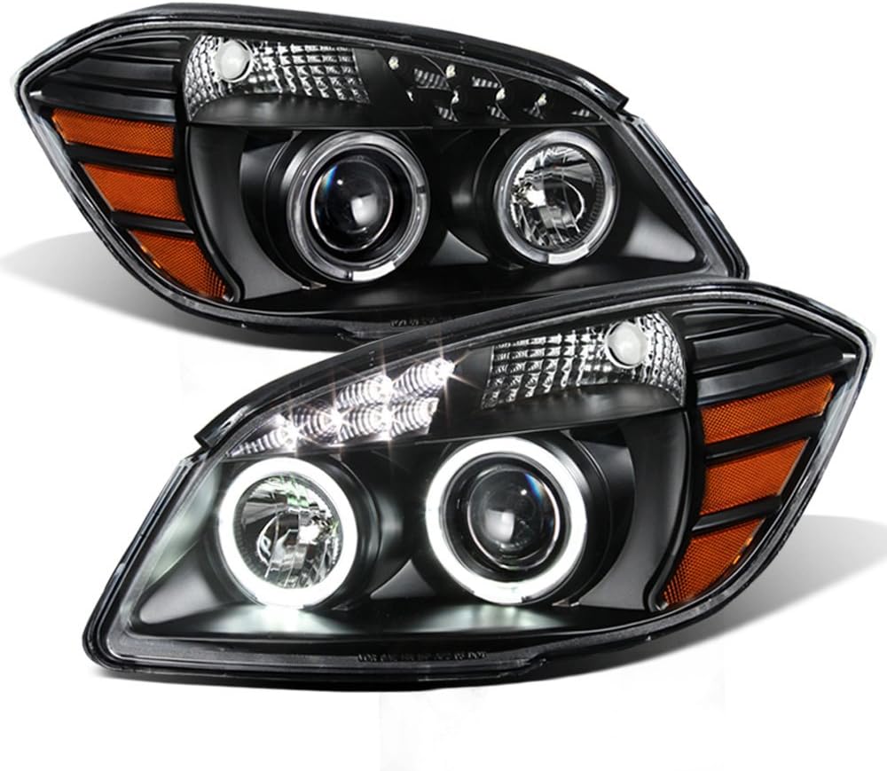 Black LED DRL Halo Projector Headlights Driver Passenger Side G73519