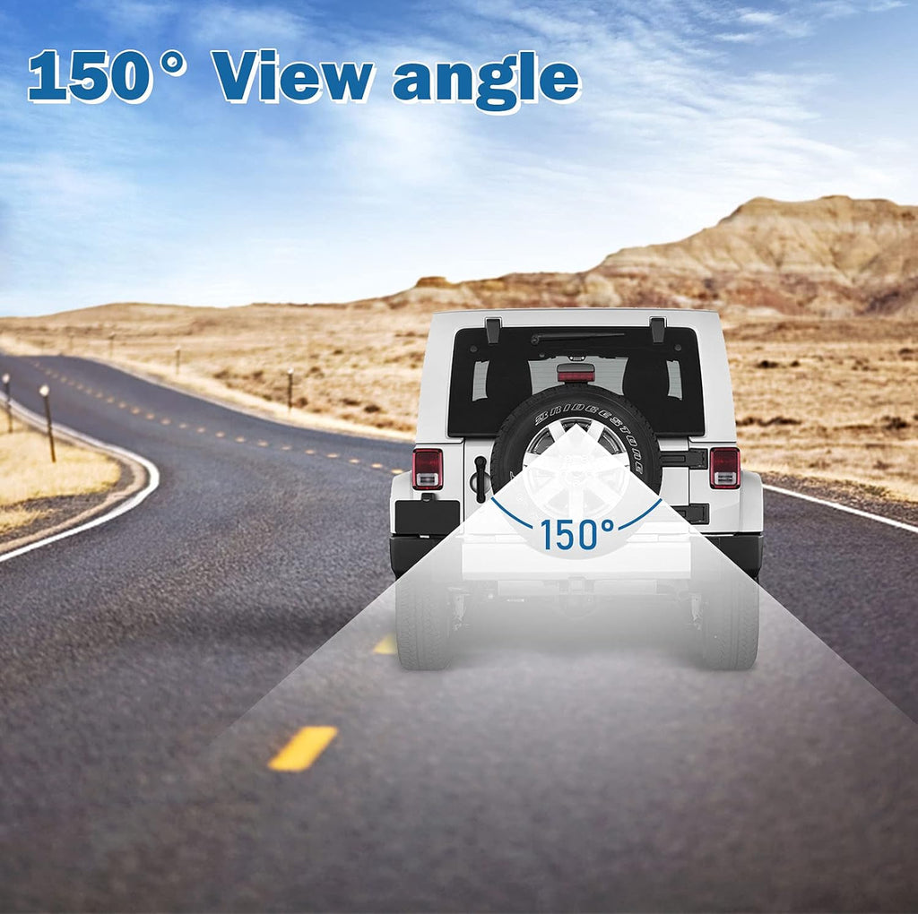 Spare Tire Rear View Backup Camera for Jeep Wrangler JK 2007-2018, Waterproof with Factory Radio RCA Adapter B248227