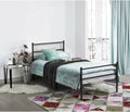 Black Metal Twin Size Bed Frame with Headboard and Footboard B78607
