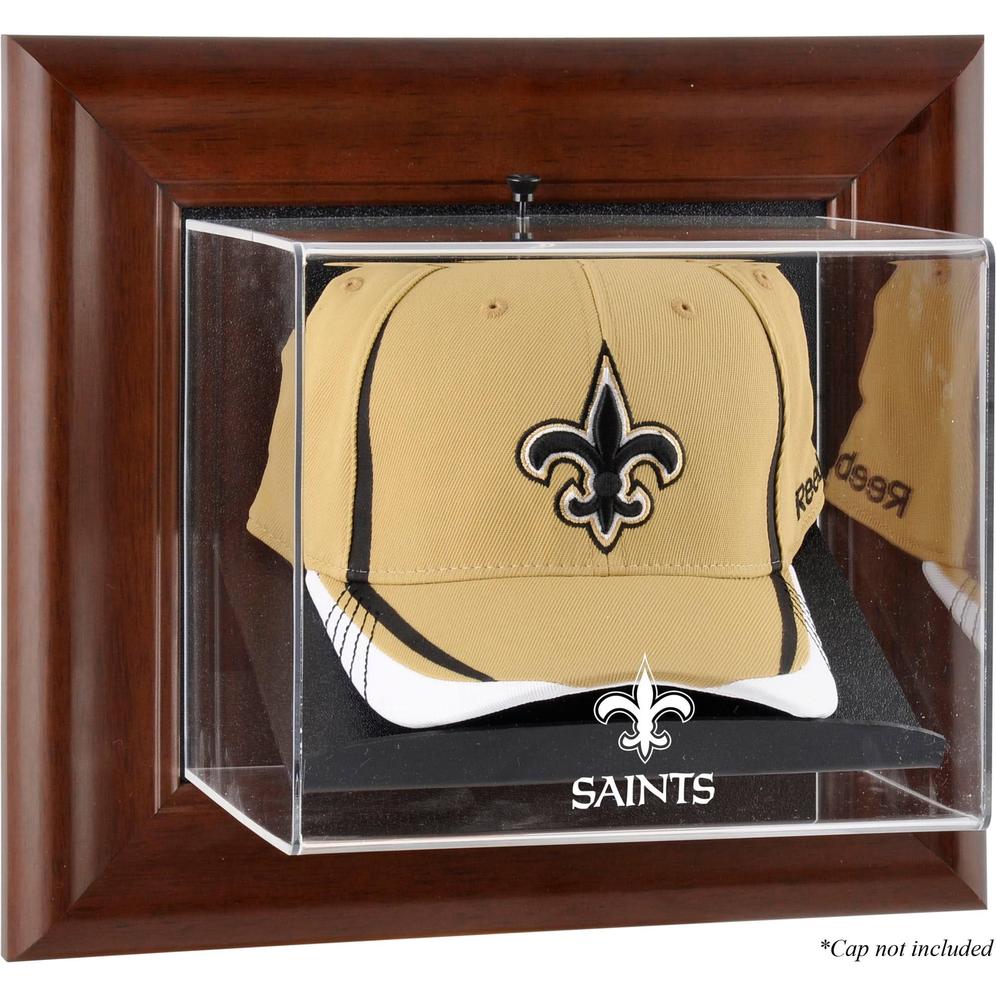 Brown Framed Wall-Mountable Baseball Cap Display Case V5658