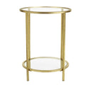 Round Gold Leaf Metal and Glass Accent Table F194144