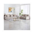 Beige Linen Fabric Sofa and Loveseat Set with Pillows G7267