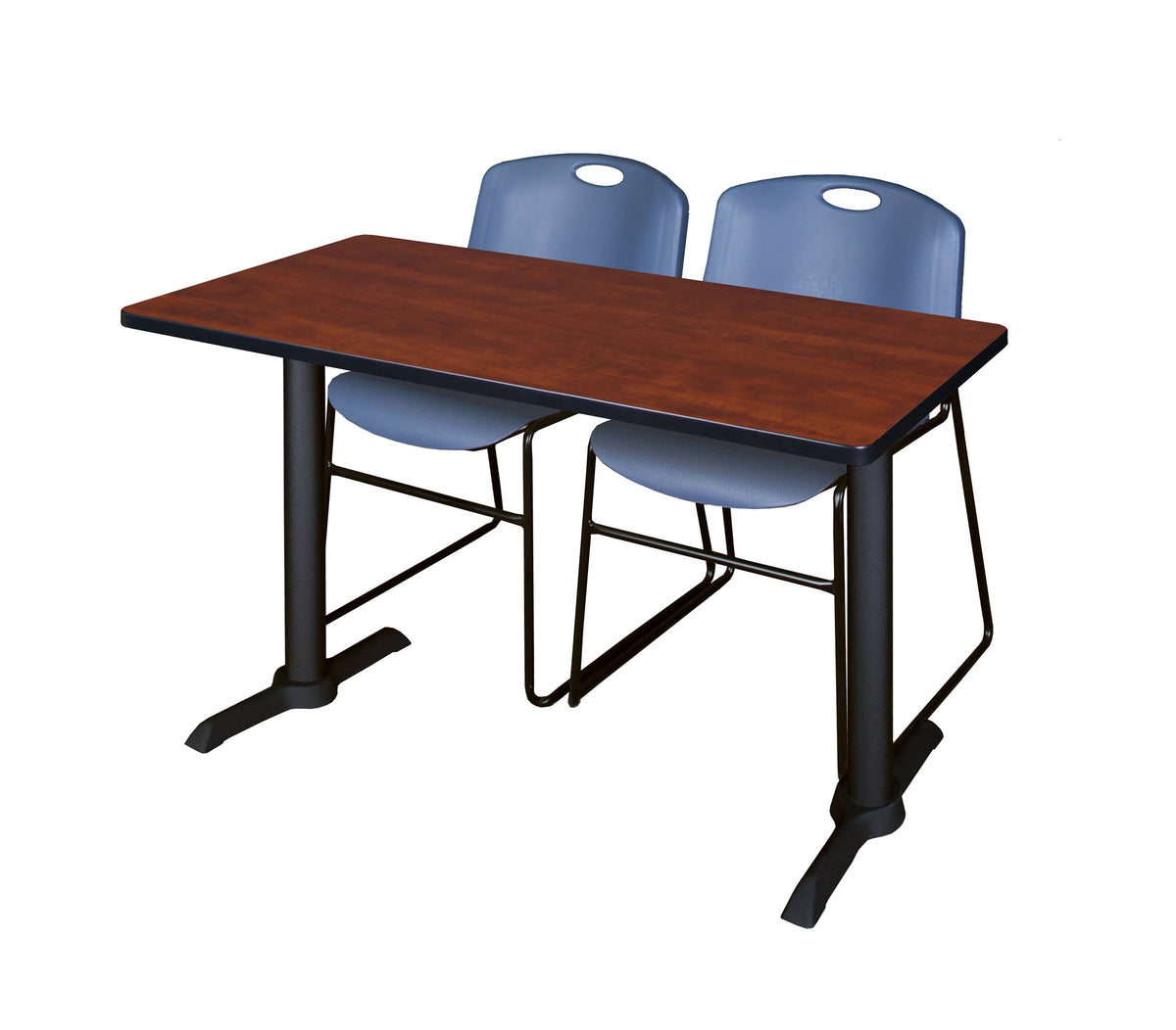 Mocha Walnut Training Table with 2 Stack Chairs Z80813