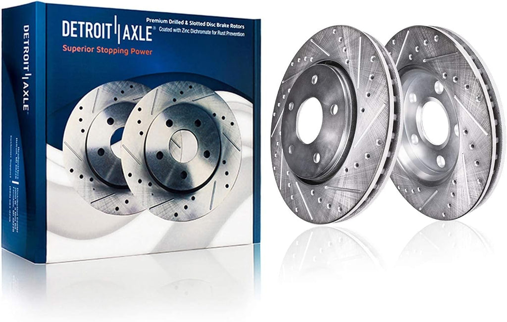 Front Drilled and Slotted Disc Rotors Brake Pads 6pc Set V99293