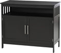 Black Wooden Kitchen Console Table with 2-Level Cabinet and Open Shelf H987