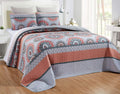 Terracotta Red Grey Black Medallion Oversize Cal King Size Quilt Set I445029