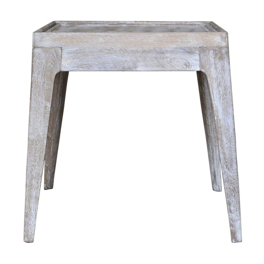 White and Brown Distressed Finish Side Table H384804