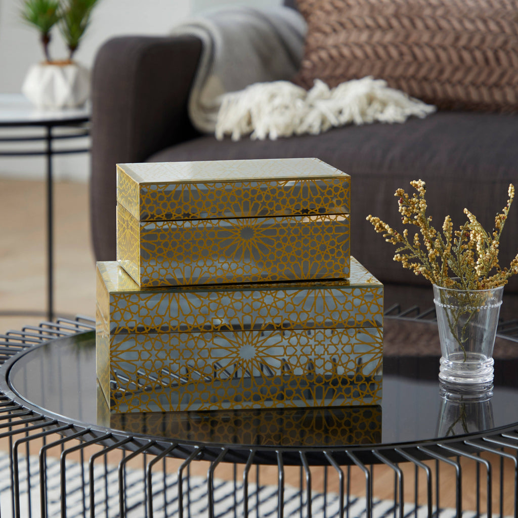 Set of 2 Gold Wood Box M839006