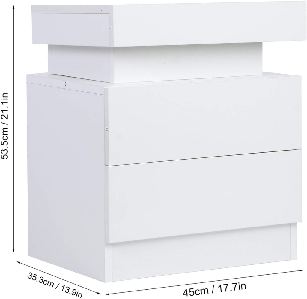 White 2 Drawer LED Nightstand J12779