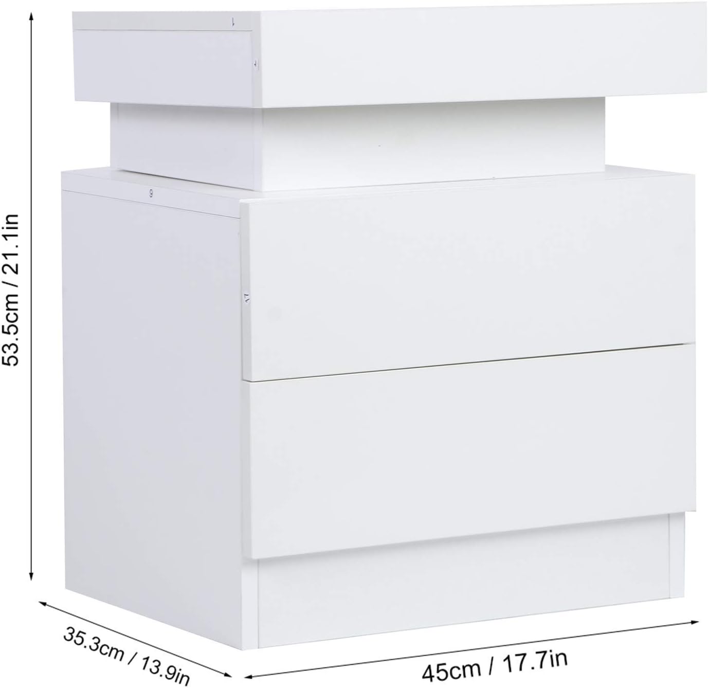 White 2 Drawer LED Nightstand J12779