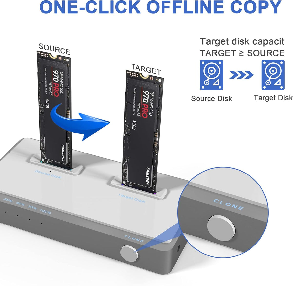 M.2 NVMe Dual-Bay Docking Station with Offline Clone Function Z8740