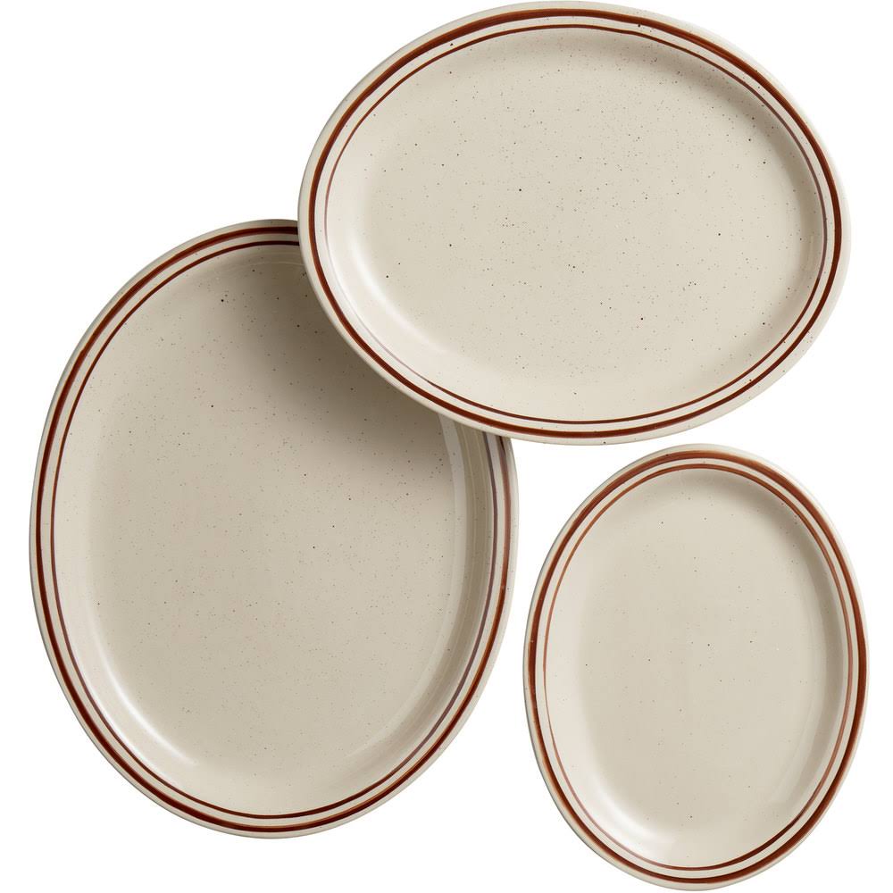 Arizona Brown Rim Speckled Stoneware Oval Platter Box of 12 Q293055