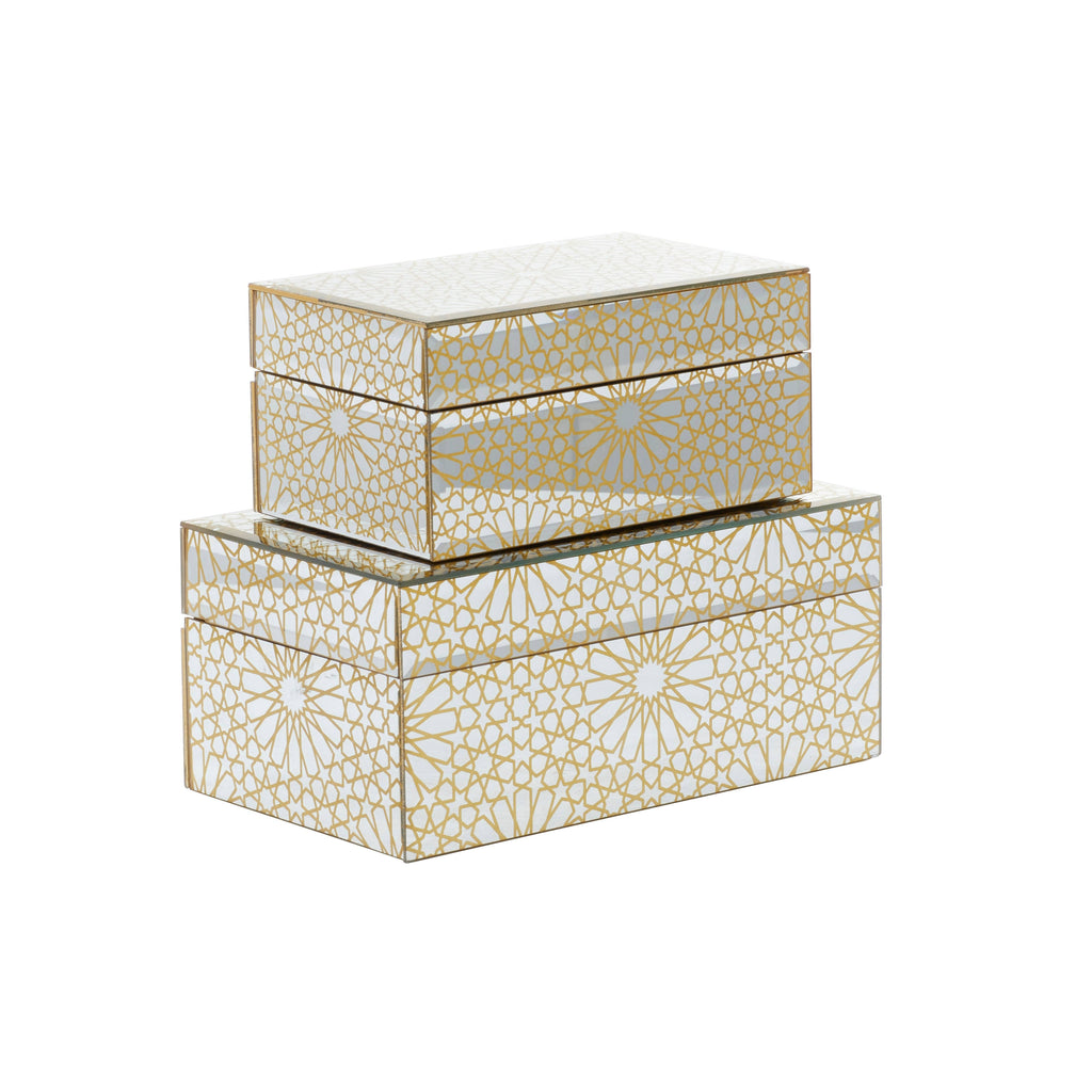Set of 2 Gold Wood Box M839006
