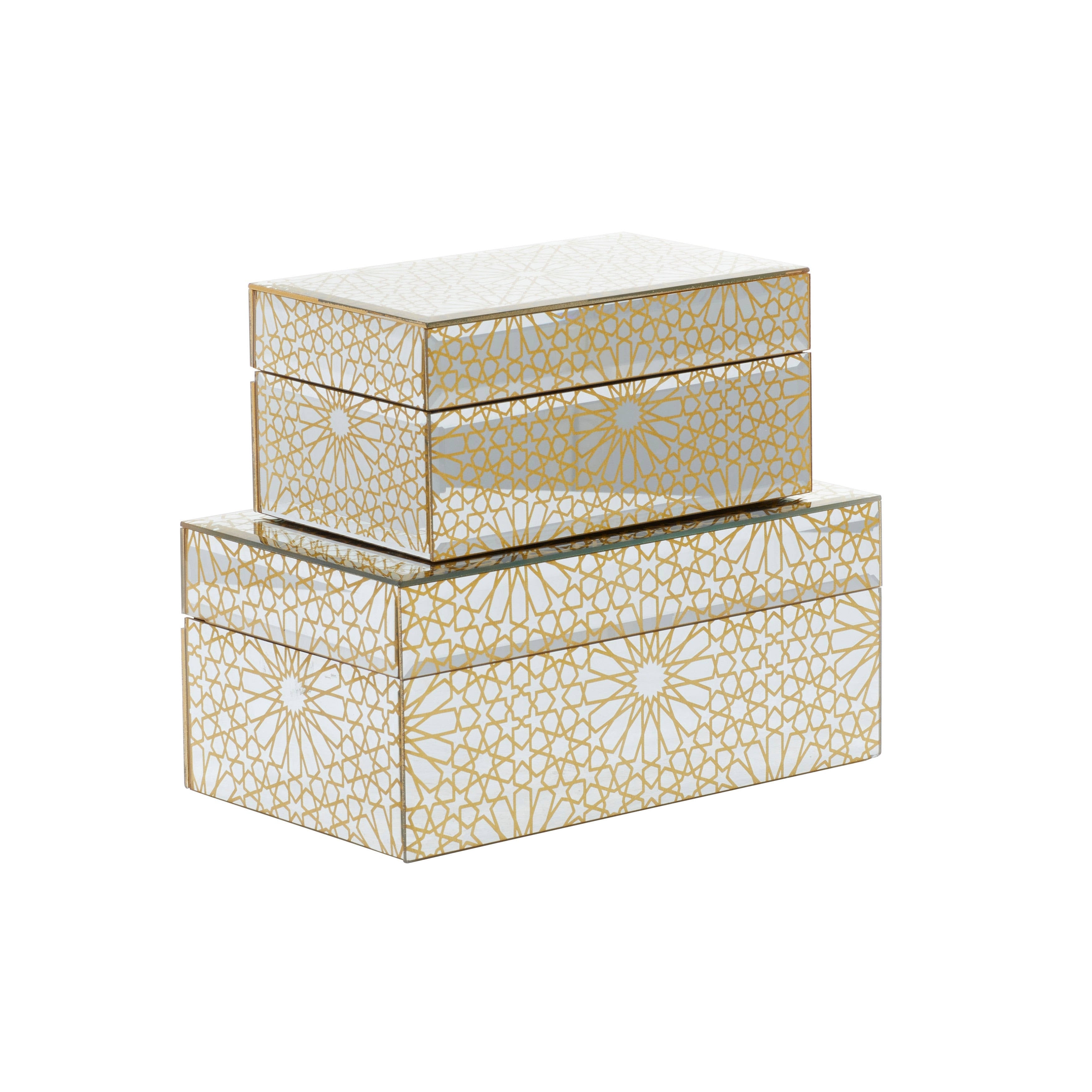 Set of 2 Gold Wood Box M839006