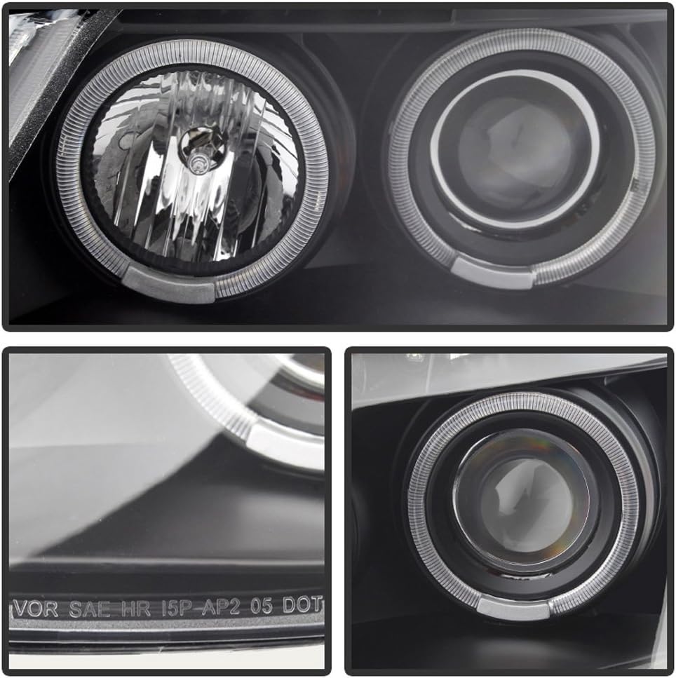 Black LED DRL Halo Projector Headlights Driver Passenger Side G73519