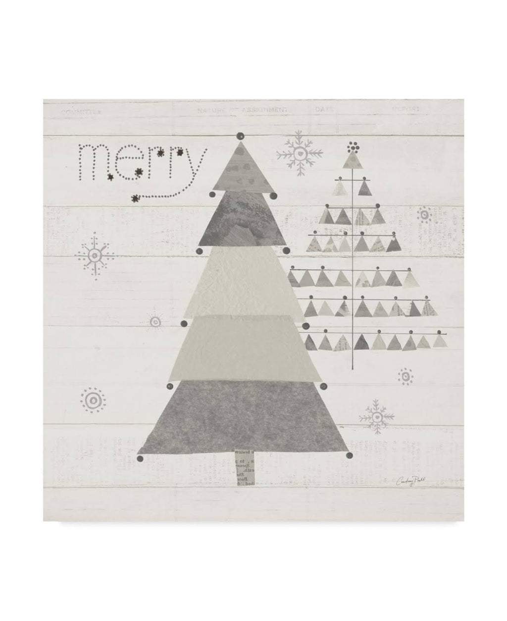 Christmas Patchwork Neutral Canvas Art V4586