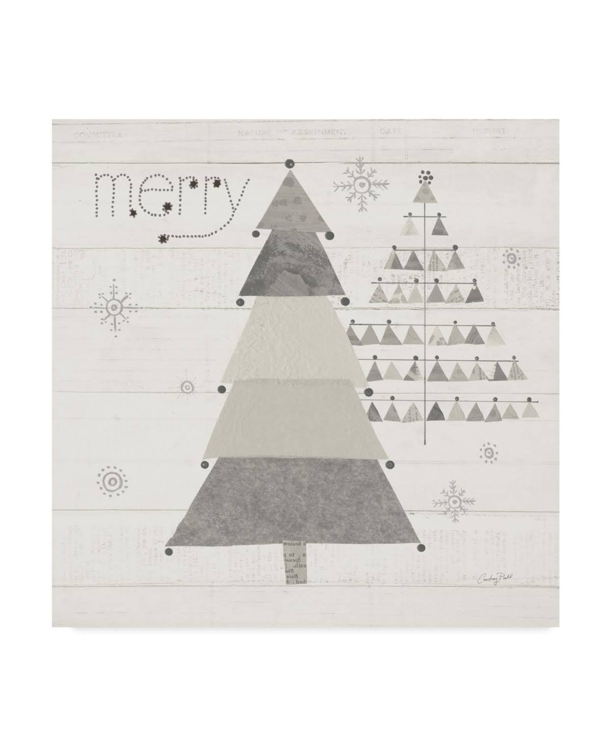Christmas Patchwork Neutral Canvas Art V4586