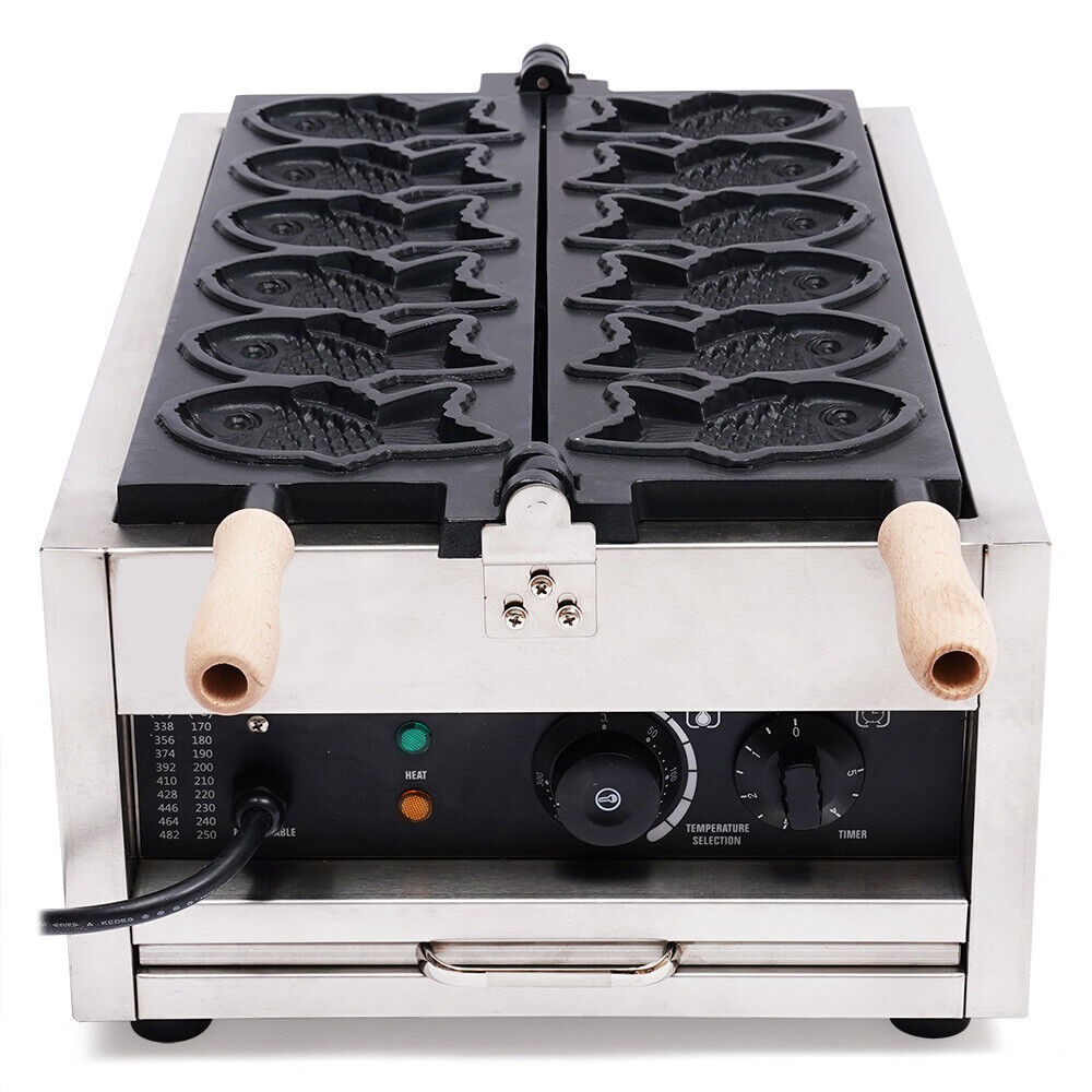 Nonstick Stainless Steel Fish Shape Waffle Iron Baker Machine Y9687
