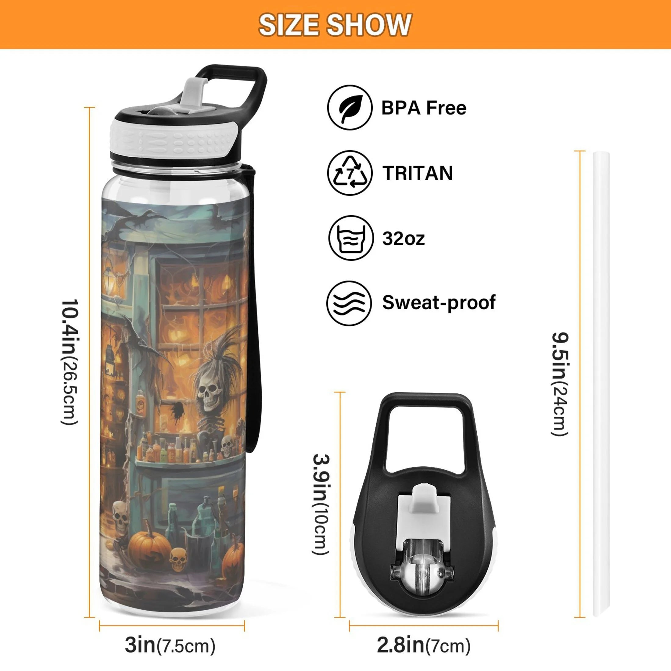 32oz Tritan Leakproof Clear Sports Water Bottle E2821