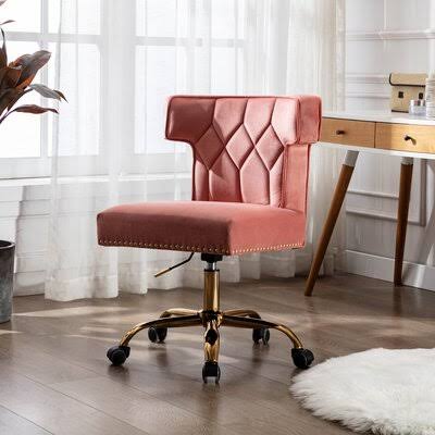 Velvet Swivel Desk Chair with Wheels C4286