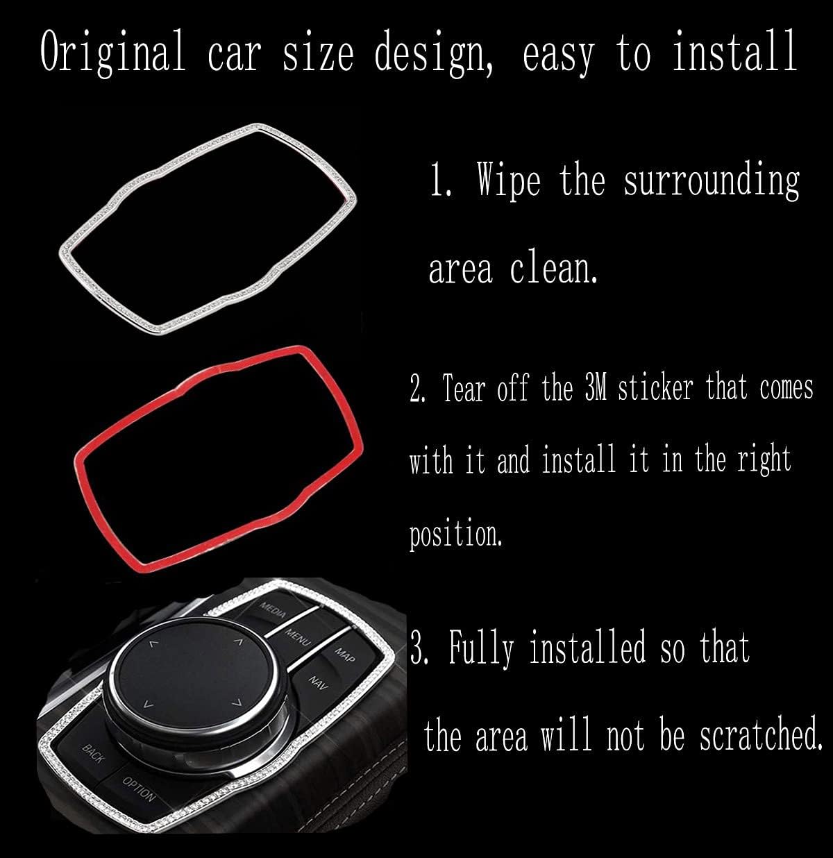 Bling Car Accessories Metal Auto Decal Stickers Car Interior Decoration Parts Trims X1222