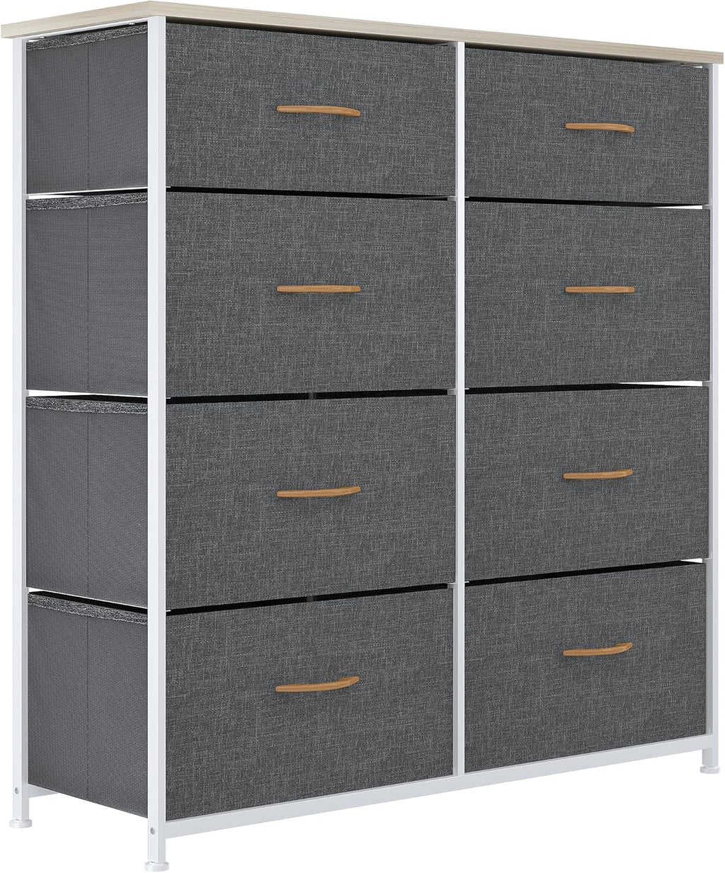 Charcoal 8 Drawer Fabric Dresser with Steel Frame and Wooden Top D181