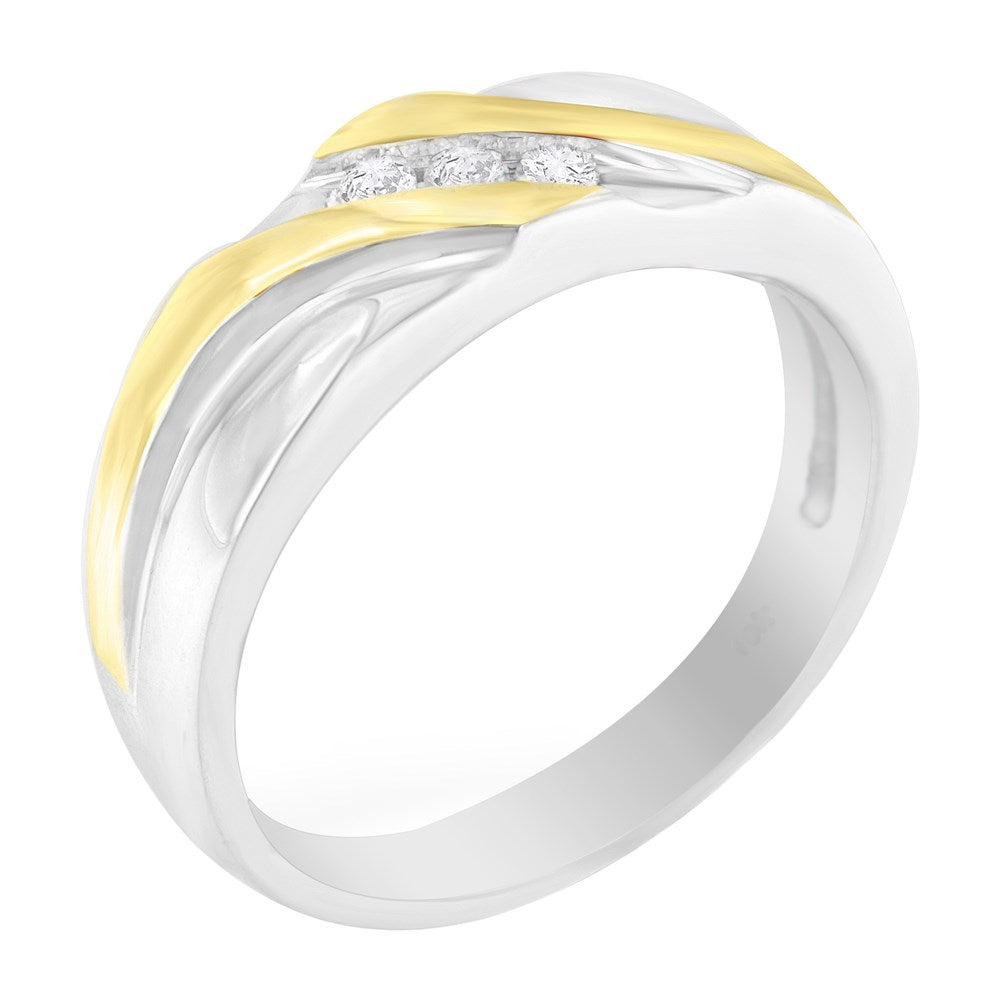 10k Two-Toned Gold Diamond 3-Stone Ring A492