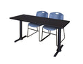 Mocha Walnut Training Table with 2 Stack Chairs Z80813