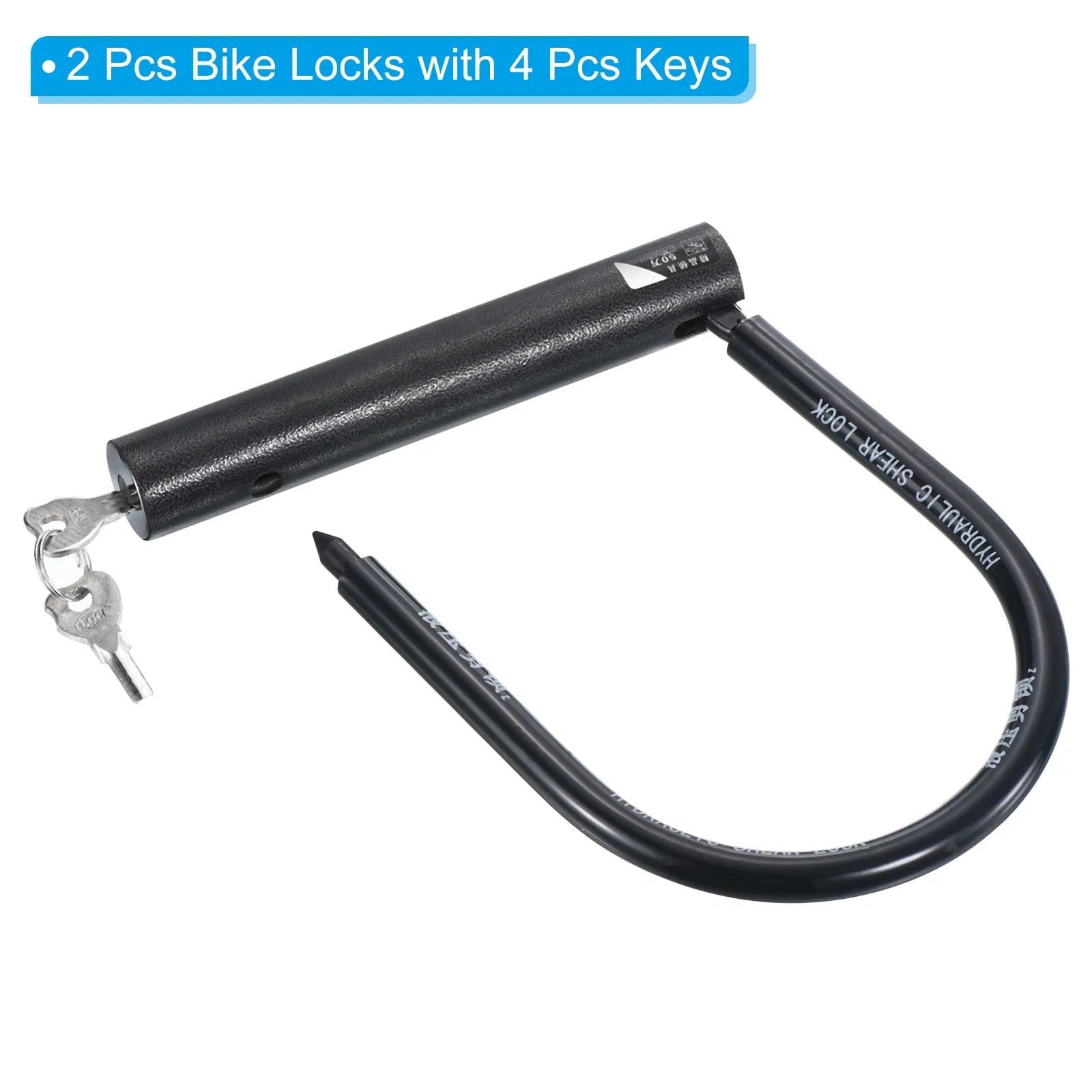 Black 2 Pack 15mm Zinc Alloy U Lock Bike Lock Q55067