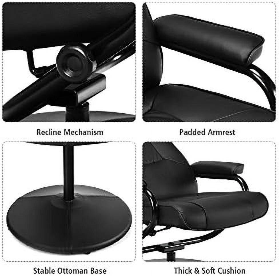 Black PU Leather Swivel Recliner Chair with Ottoman O961066