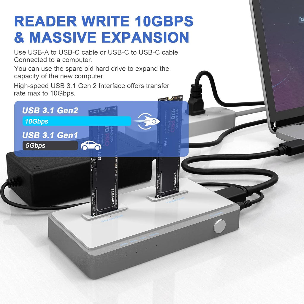 M.2 NVMe Dual-Bay Docking Station with Offline Clone Function Z8740