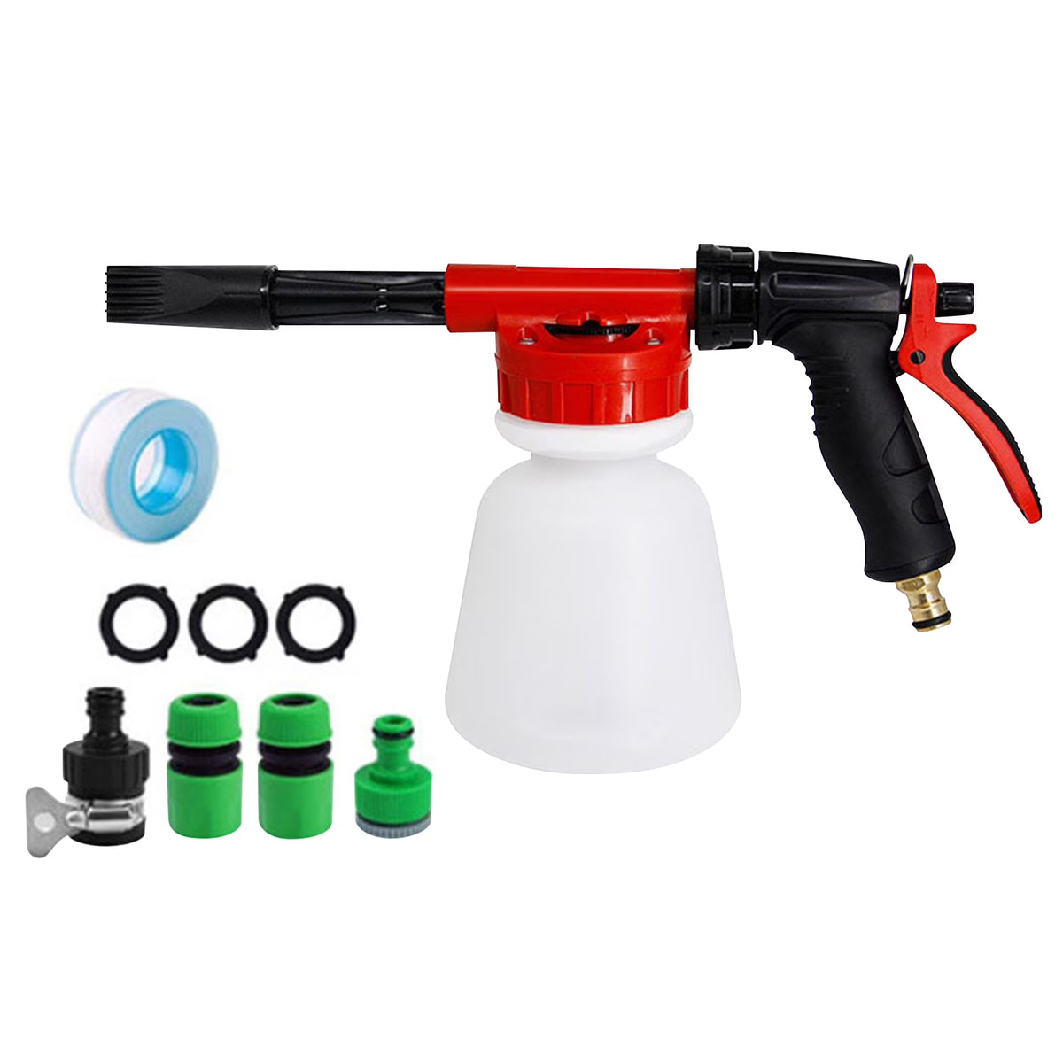 Car Wash Foam Sprayer Nozzle Kit with 1 Liter Bottle Universal Connectors X773490