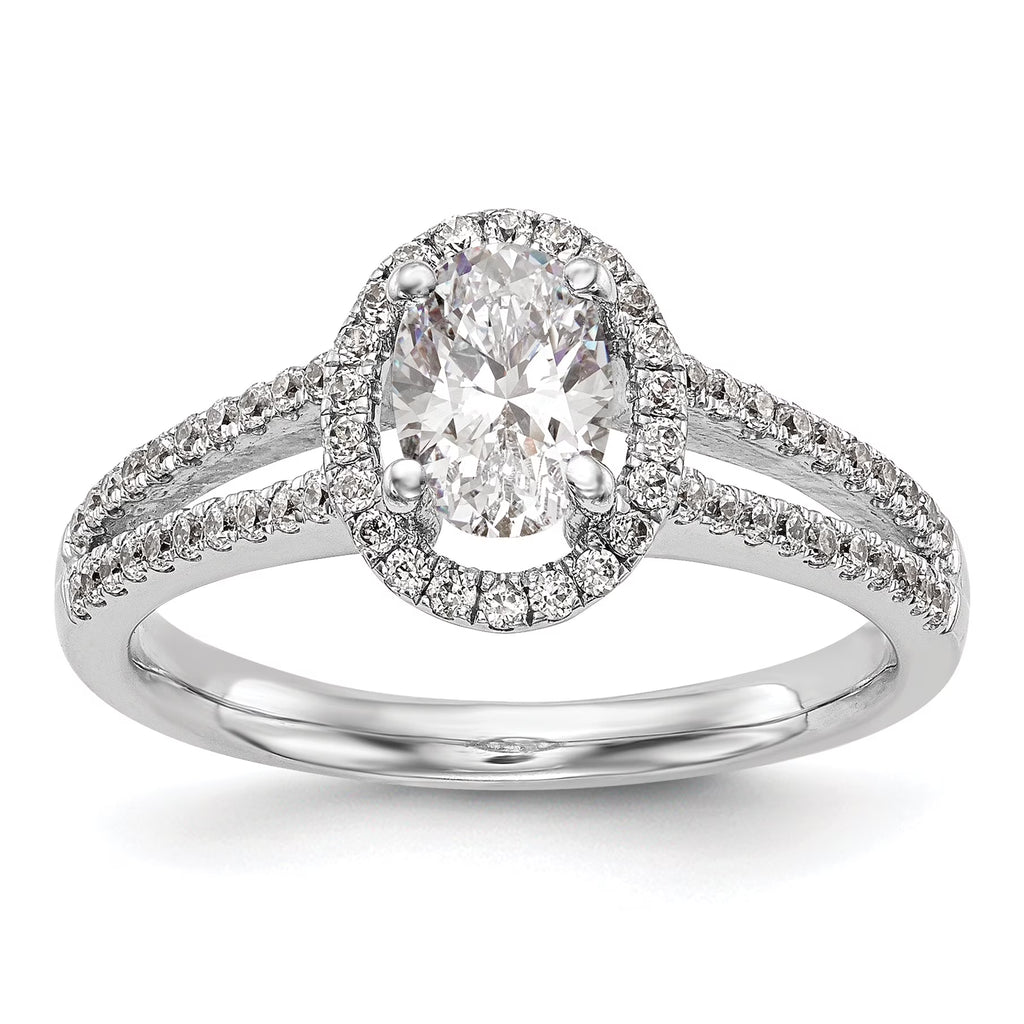 14K White Gold Oval Halo Engagement Ring B43976
