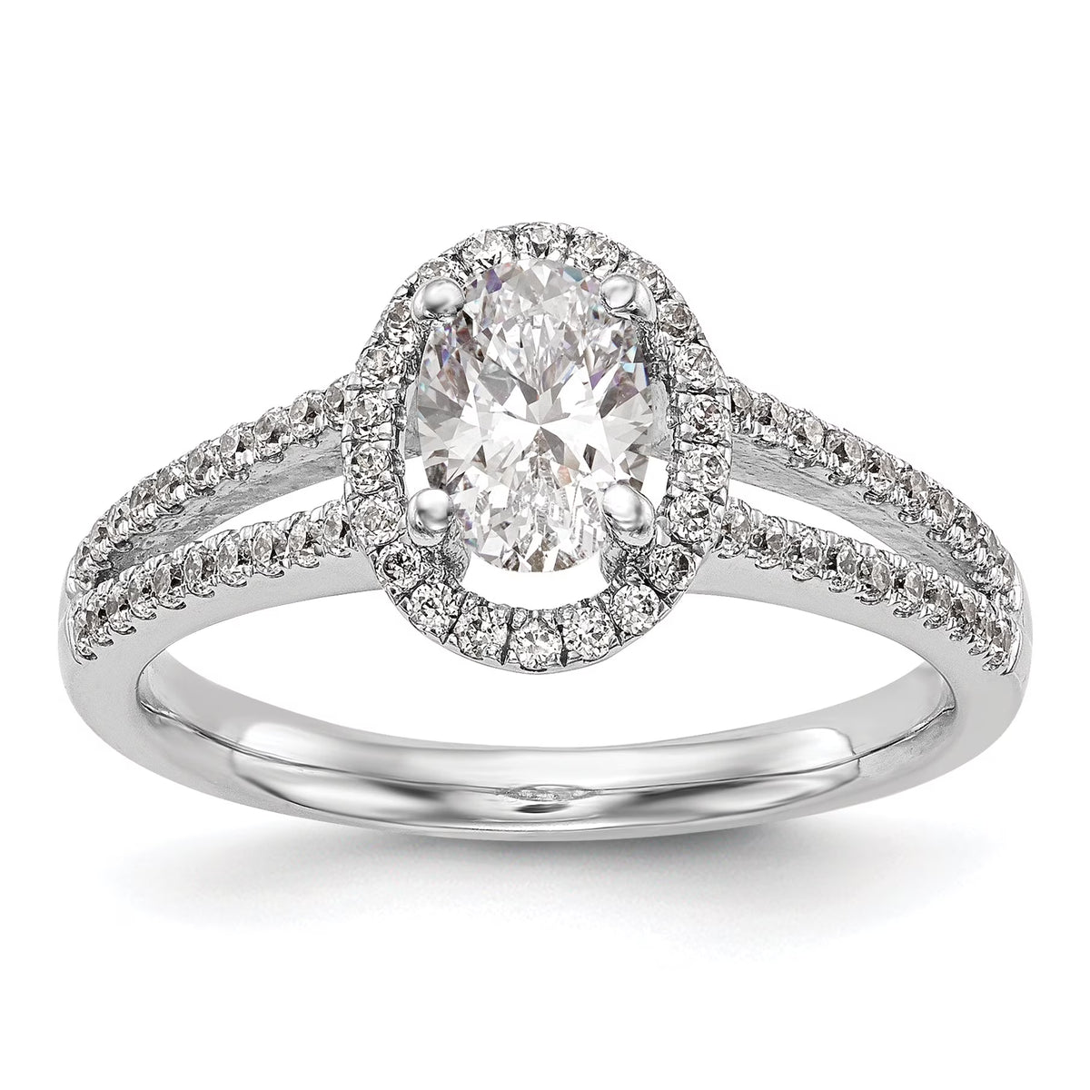 14K White Gold Oval Halo Engagement Ring B43976