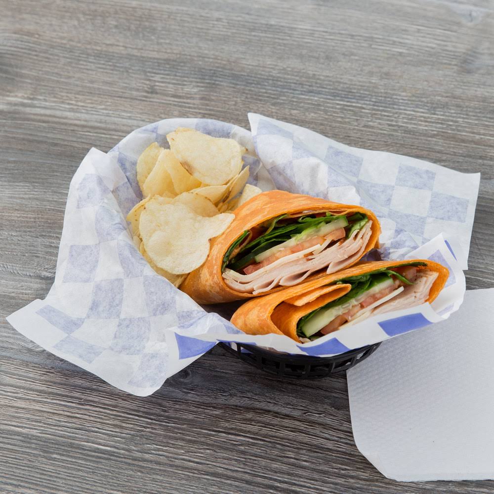 12x22 Blue Check Deli Sandwich Wrap Paper - 5000/Case E25117