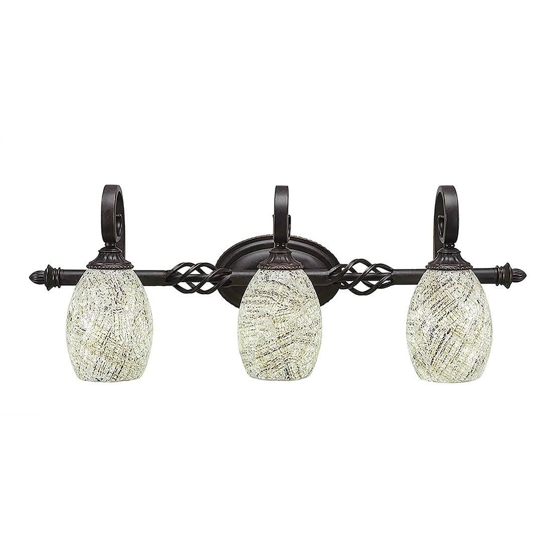 Three Light Bath Bar Dark Granite Finish with Natural Fusion Glass Q6071